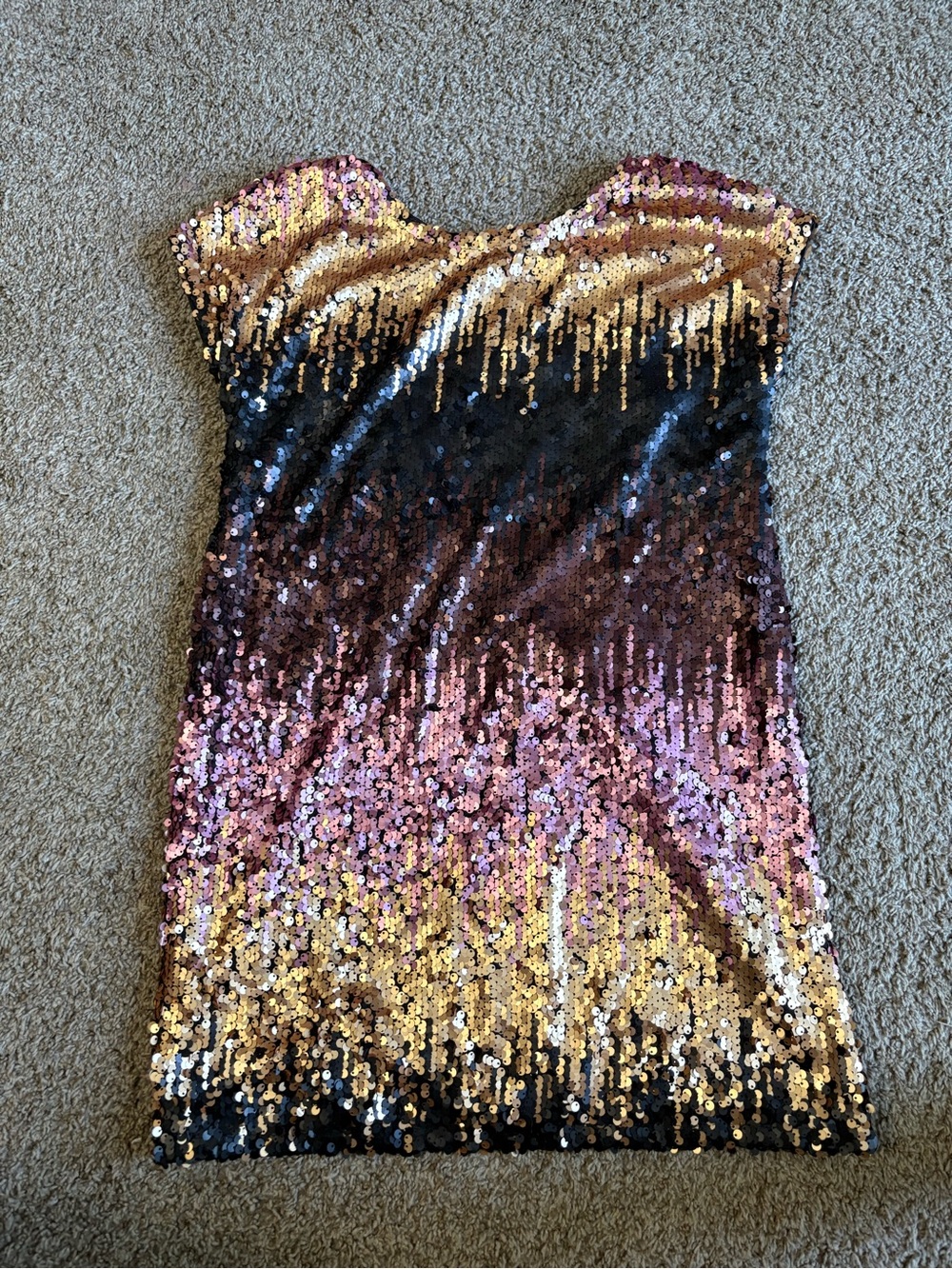 Tobi Strapless Sequin Ombre Dress in Gold, Pink, Black